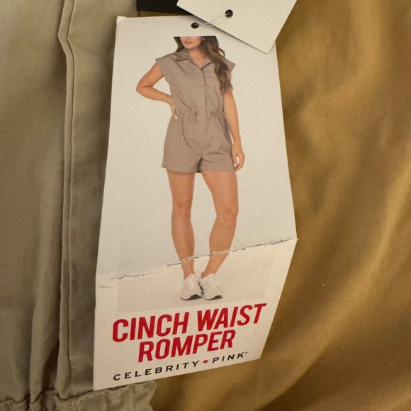 beige romper dress size xxl buttons down pocket with collar - Picture 2 of 5